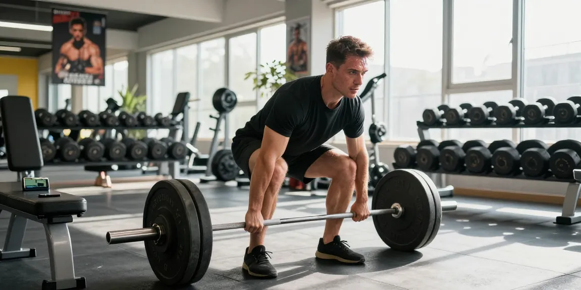 Prime Pharma Steroids training met atleet in moderne sportschool tijdens deadlift oefening.