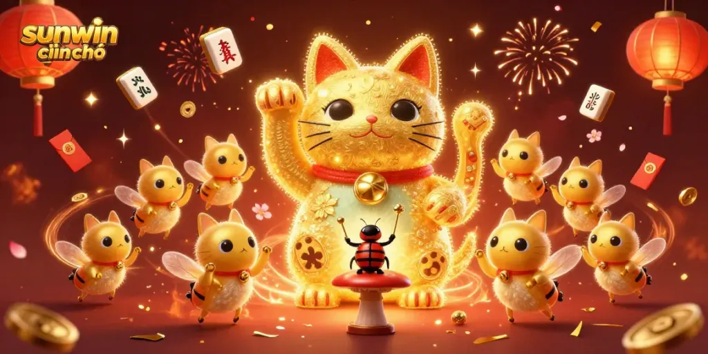 Engage with sunwin chính chủ through vibrant illustrations of lucky symbols and immersive casino elements.