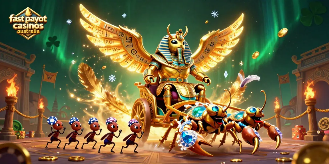 Win at fast payout casinos Australia with exciting gaming adventures and vibrant illustrations.