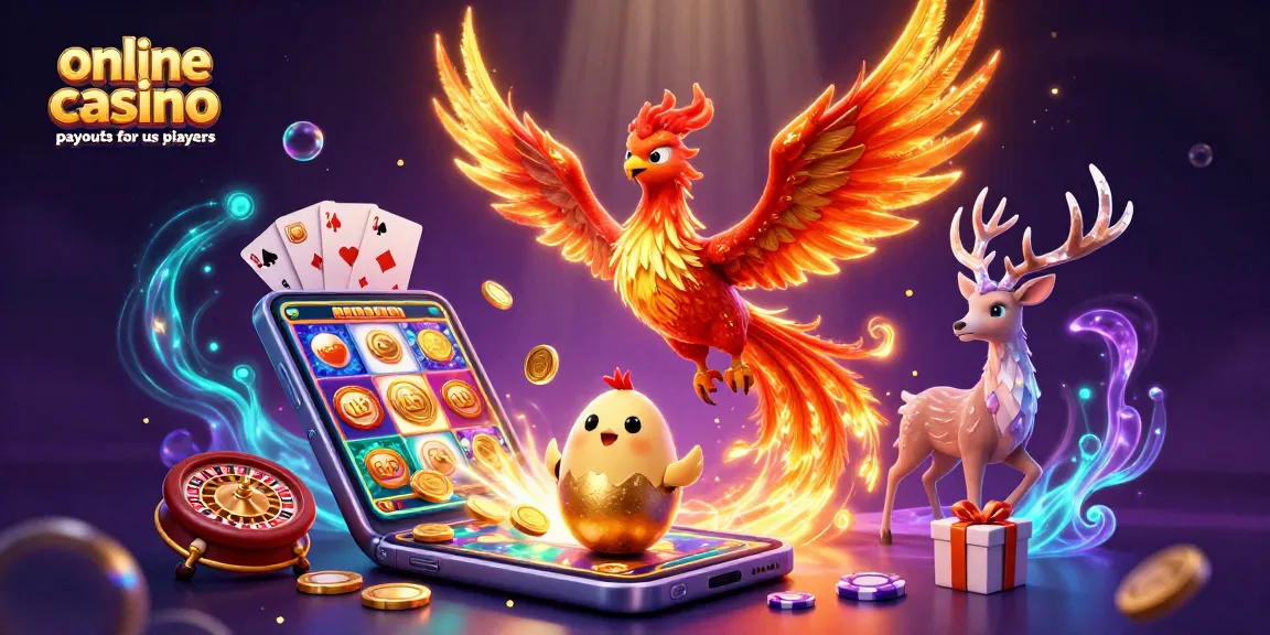 Experience thrilling online casino payouts for US players with vibrant casino elements and mythical characters.