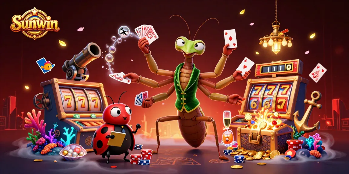 Experience exciting gameplay with Sunwin as a giant praying mantis card sharp and ladybug pit boss combine their skills.